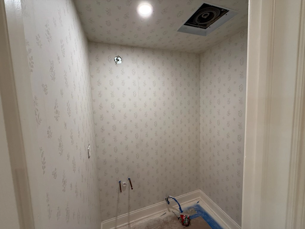 Accent wall wallpaper installation